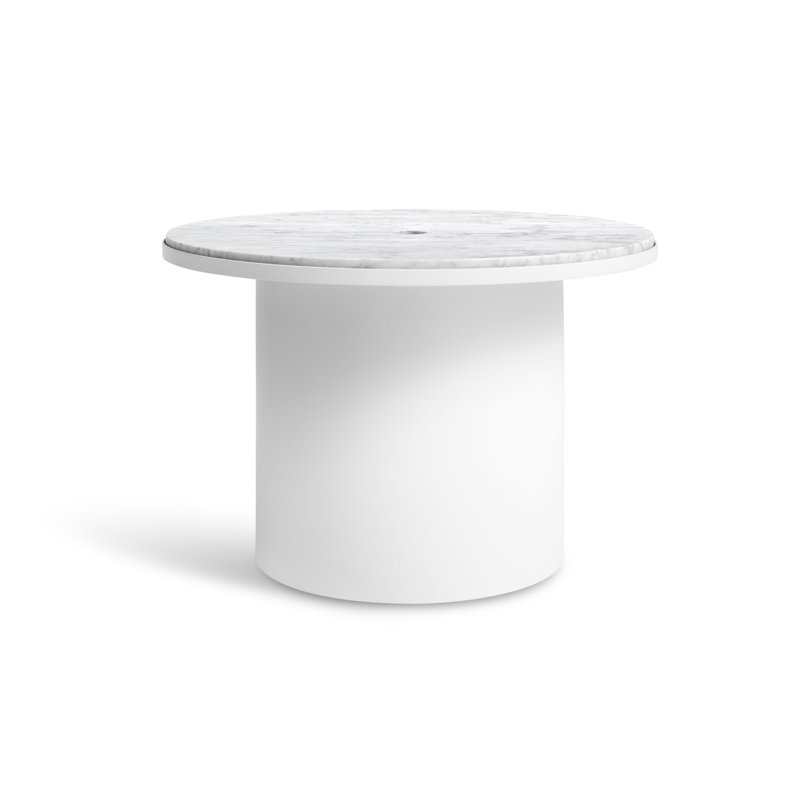 Plateau Marble End Table, White, 14" H x 21" W x 21" D, White Marble