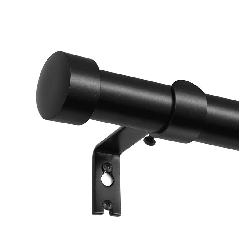Curtain Pole 80 To 148 Cm, Extendable Curtain Rod With End Cap Finials, Matte Black