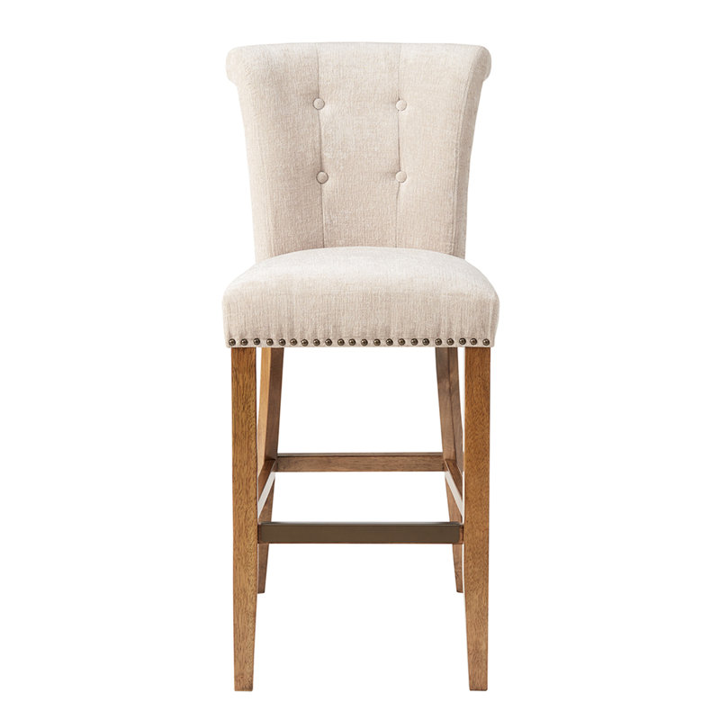 Tabouret de bar d'une hauteur de 43,66 po avec finition en bois - Détails élégants classiques et élégants à l'encre de lierre pour améliorer votre maison