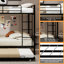 Lit superposé en fer, grand lit, noir, avec lit gigogne, intégrité structurelle, présence esthétique moderne, idéal pour les invités et les colocations, rails, lit gigogne polyvalent-129961550-129961553