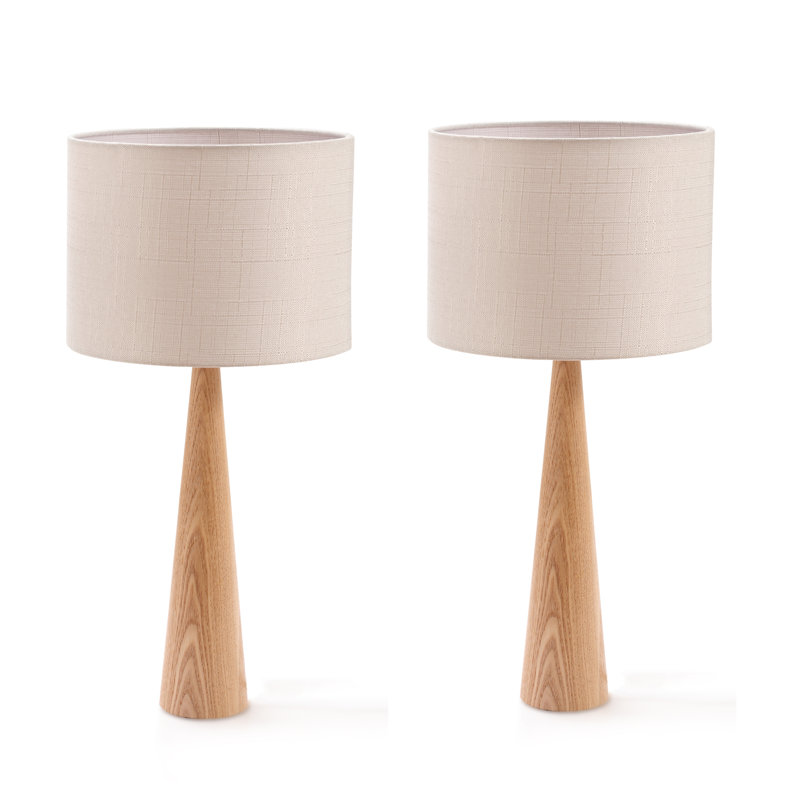 Lampe de table en bois massif naturel 20 po Manveen, Light Gray