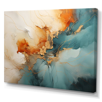 Teal Orange Bold Energy V - Dams, art mural