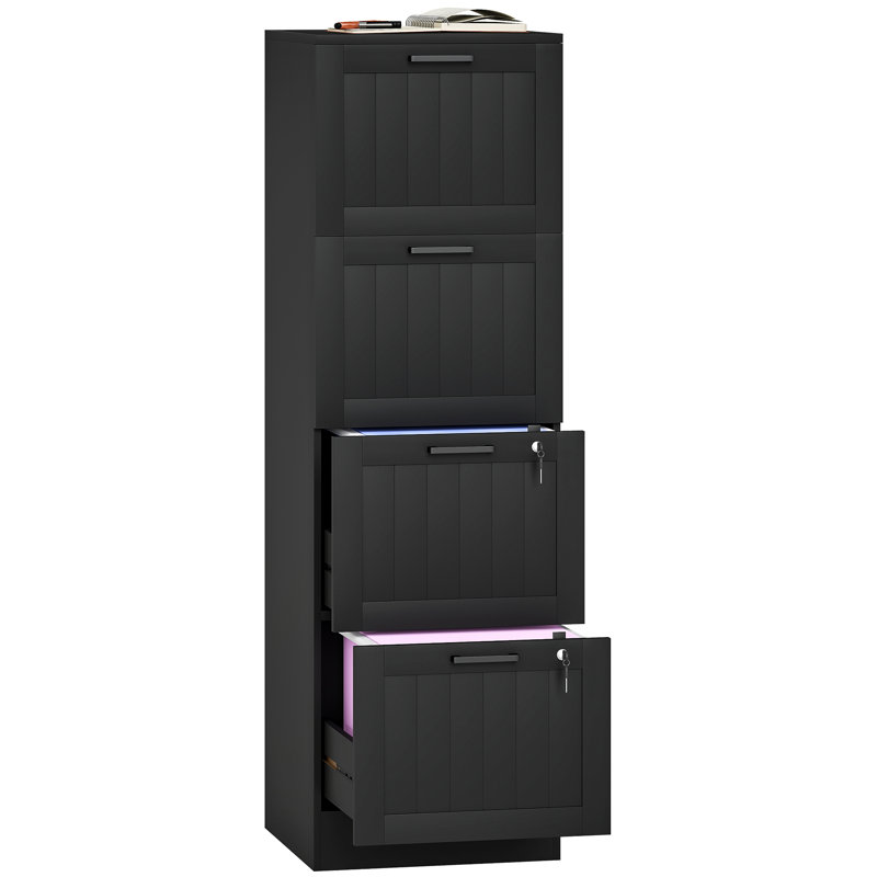 40cm Wide 4 -Drawer File Cabinet, Black, 131cm H x 40cm W x 40cm D