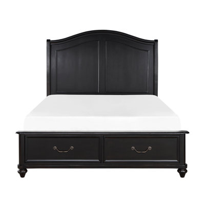 Grand lit plateforme gris anthracite avec tiroirs de rangement style classique