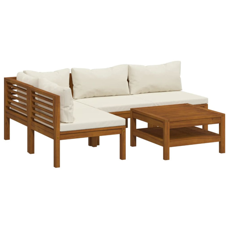 Sruthy 5 Piece Lounge Sectional Seating Group, Cream