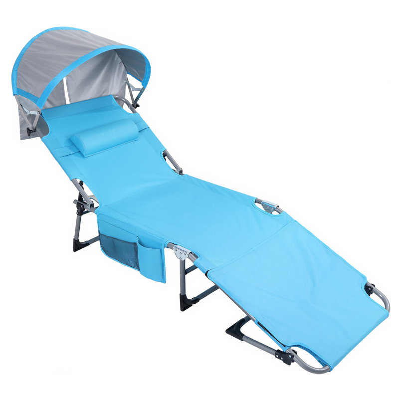 Oversized Extra Wide Tanning Chair With Sun Canopy Face Hole Padded Adjustable Washable, Heavy Duty Layout Folding Lounge Chair For Outside Beach Reading Sunbathing, Upf 50+, Xl, Plus Size, 300 Lbs