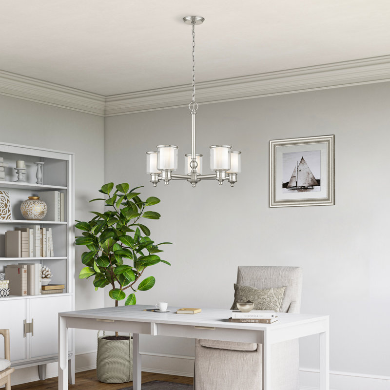 Lustre 5 lumières façon bougie Jampier, Nickel brossé