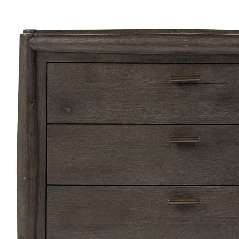 Glenview 3 - Drawer Solid Wood Nightstand, Smoked Black