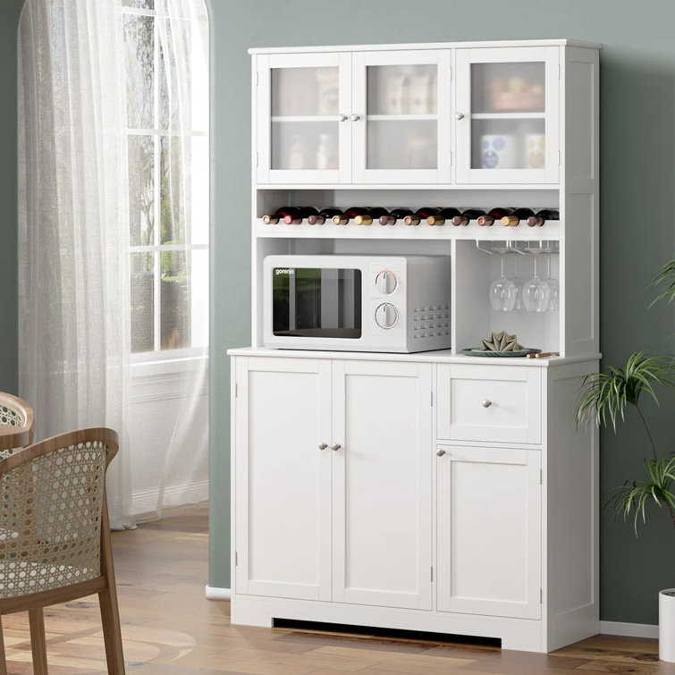 70.9'' Off-White Freestanding Pantry Tall Cabinet Storage Hutch