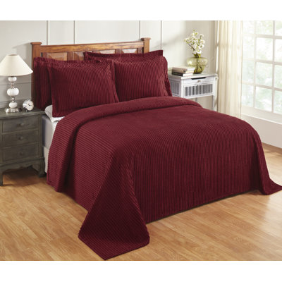 100% coton touffeté Jullian - couvre-lit à rayures classiques, literie douce et confortable pour toutes les saisons, couvre-lit lavable à la machine