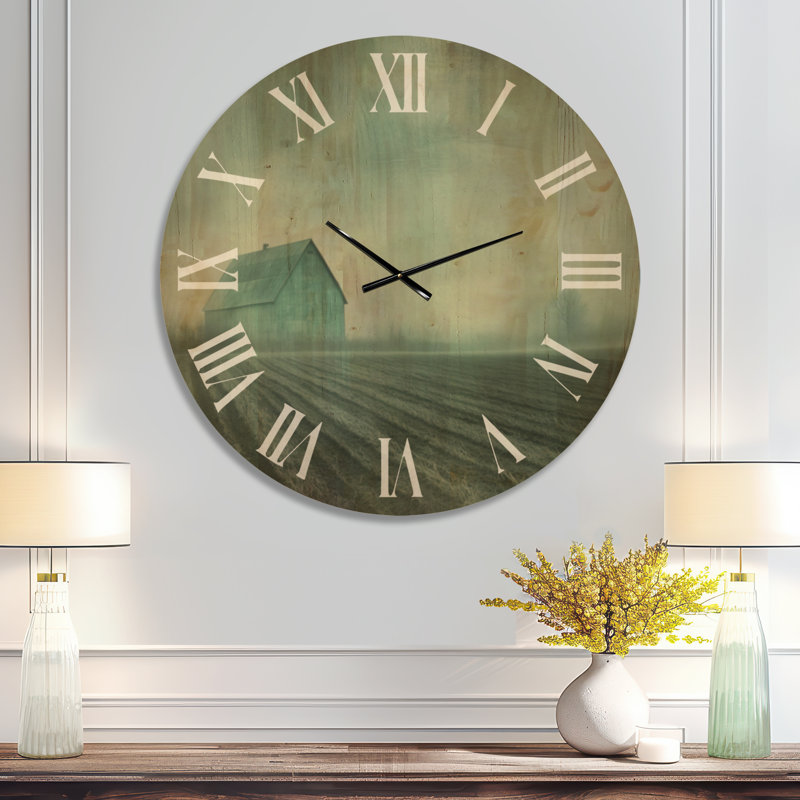Très grande horloge murale en bois rustique Meadow, Oversized