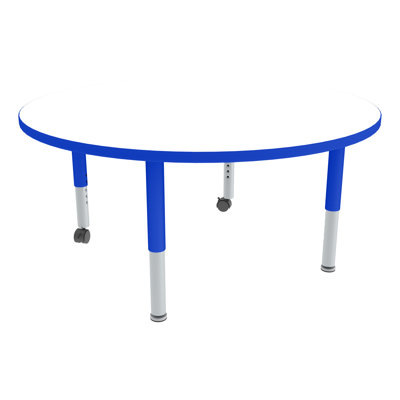 Round Preschool Collaborative Whiteboard Adjustable Height Circular Activity Table with Casters