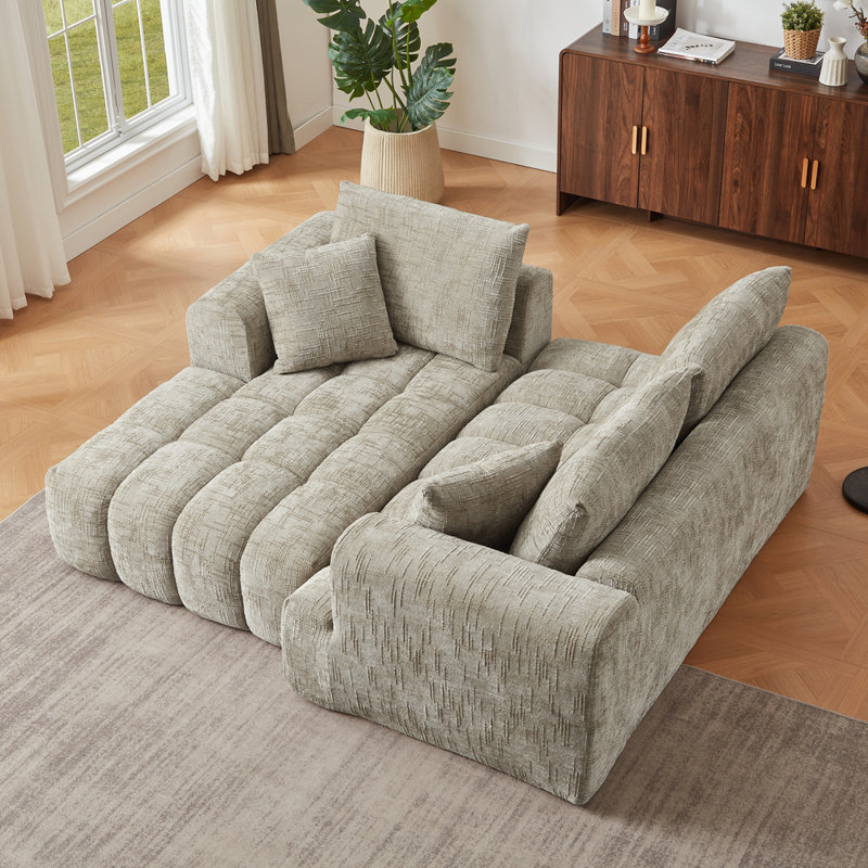 Canapé modulaire surdimensionné en L surdimensionné, Chenille kaki
