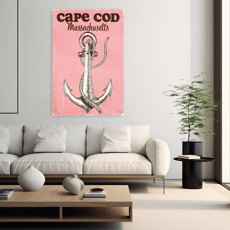 Cape Cod, ancre rétro, art mural rétro, H 60 po x l 40 po