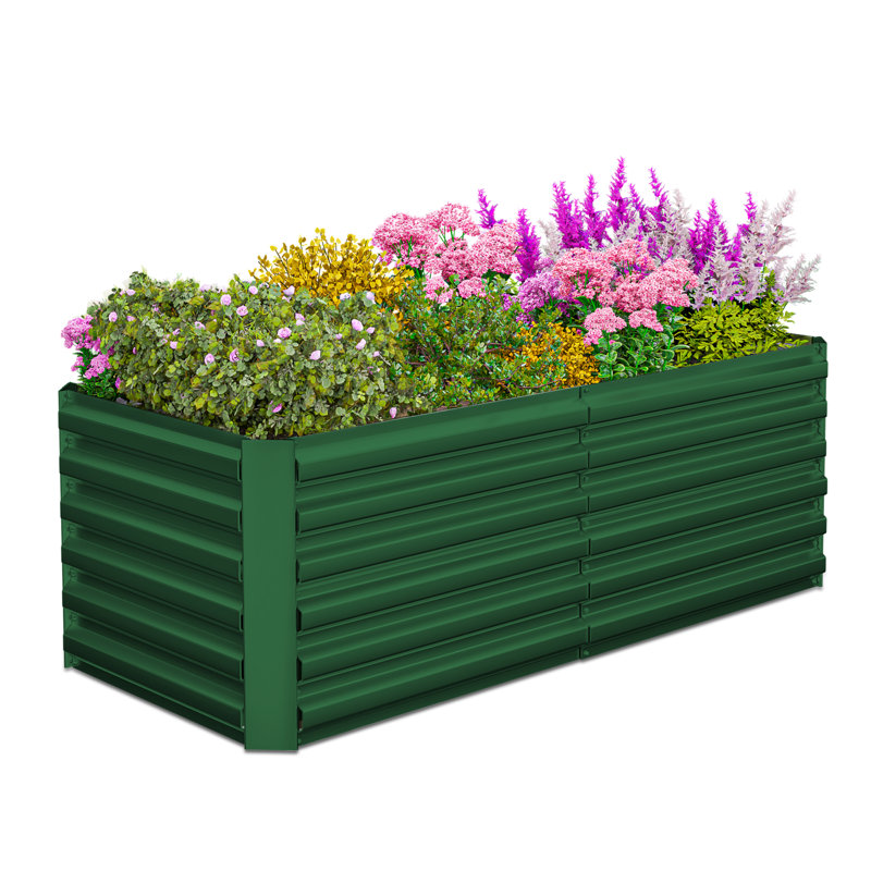 Lit de jardin surélevé en métal Minhchau, H 24 po x l 96 po x P 48 po, Vert, 1
