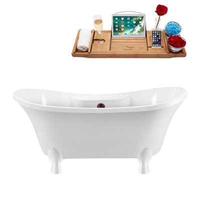 60'' x 32'' Freestanding Soaking Acrylic Bathtub