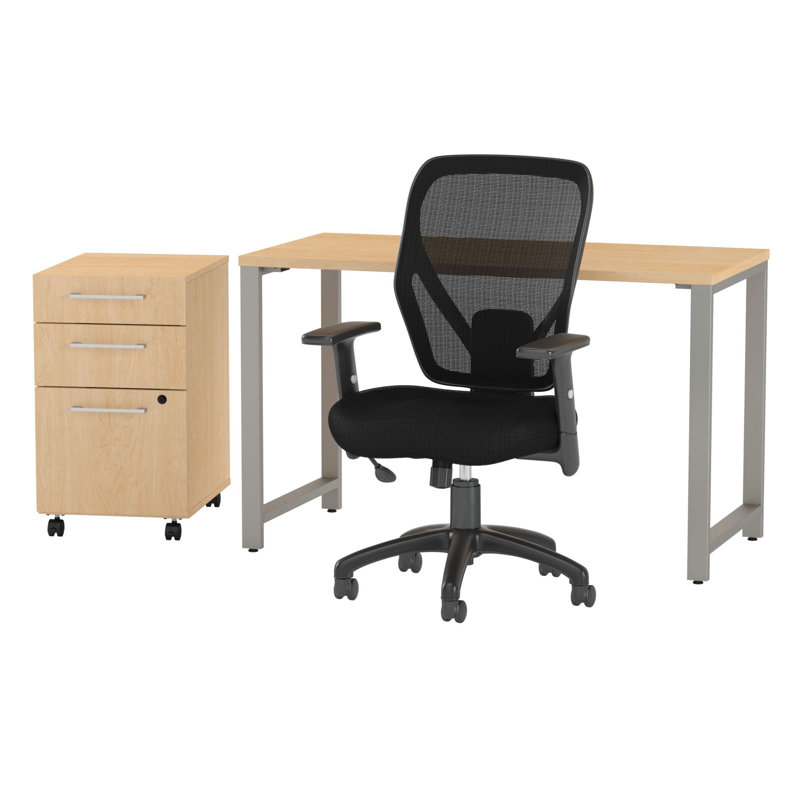 Ensemble de bureau d'ordinateur 3 pièces avec chaise, Chêne Naturel, H 39 po x l 48 po x P 24 po