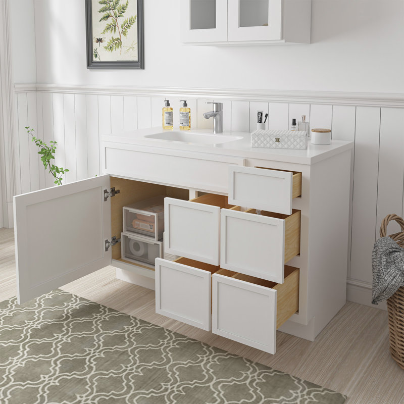 Base de meuble-lavabo simple 48 po seulement, Blanc