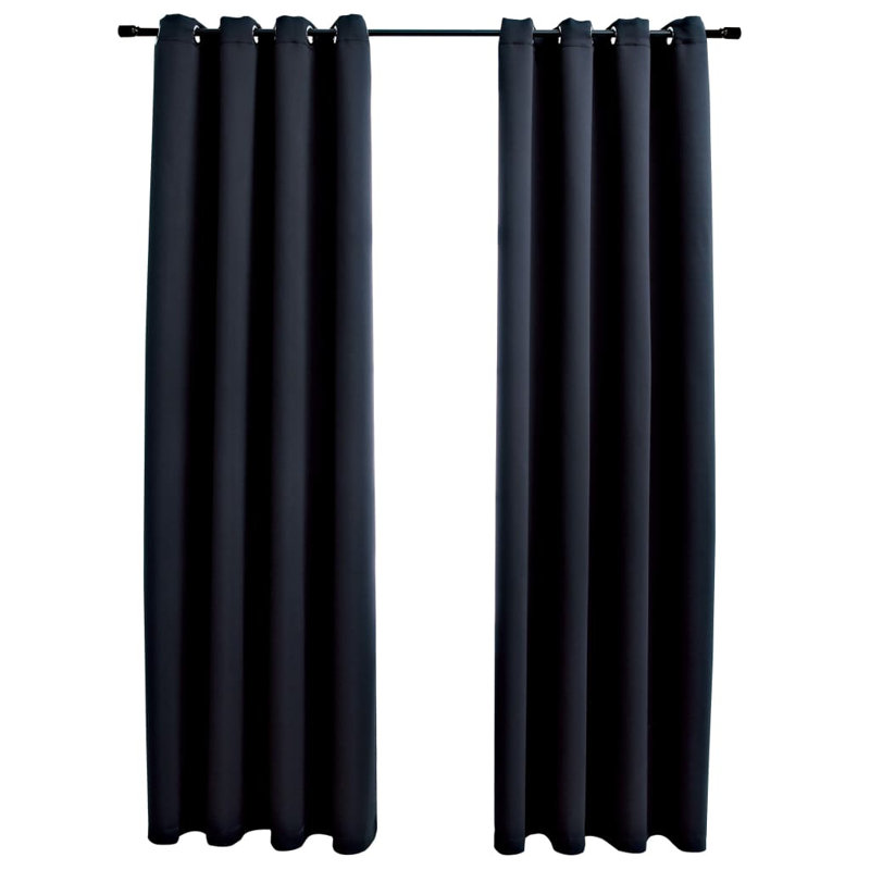 Korkmaz Blackout Curtain Pair, Black, Width 140 x Drop 225cm