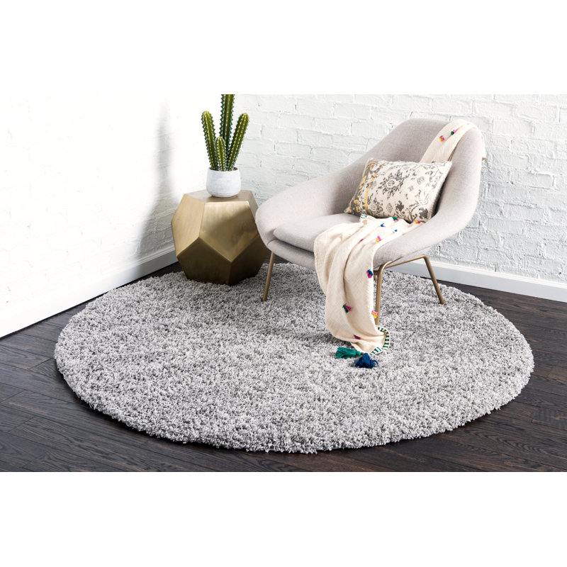 Tapis Santosha à poils longs, Rond 4 pi 1 po, Sapphire Blue