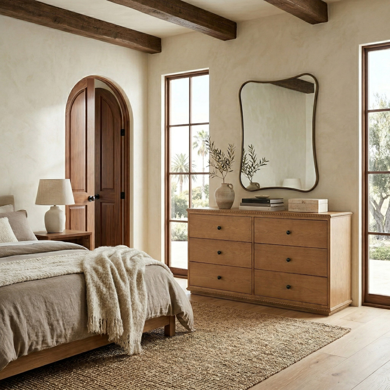 66" Rope Deail Dresser, Brown Oak