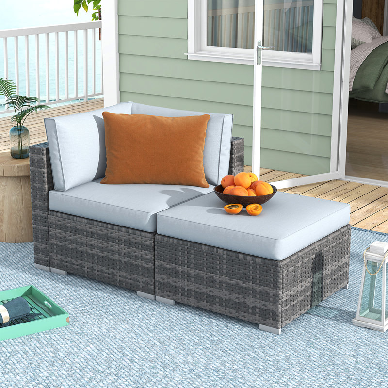 Chaise de patio avec coussins et repose-pieds, Coussin gris clair / structure grise