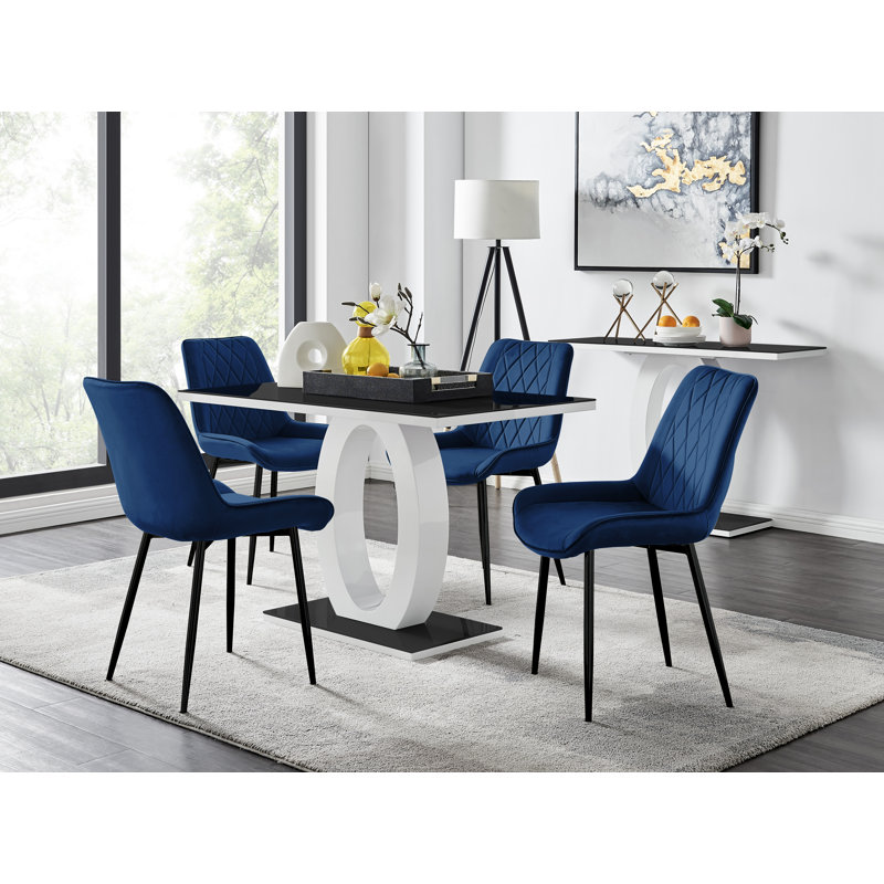 4 - Person Dining Set, Navy/Black