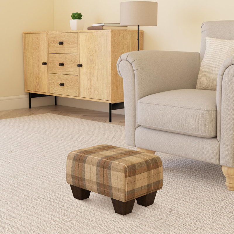Subramanya Natural Wood Chunky Legs - Tartan - Mocha Brown, Mahogany