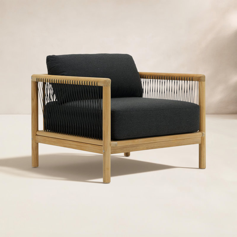 Reel Collection Outdoor Teak Lounge Chair, Sunbrella Heritage Char