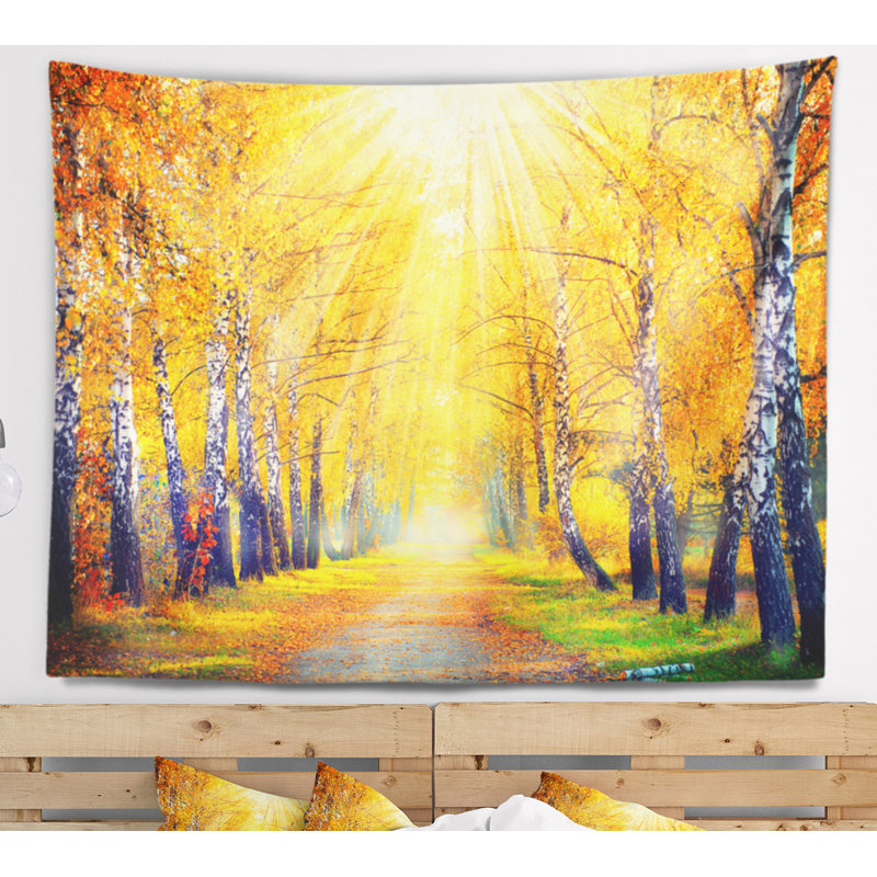 Arbres d’automne en tapisserie sunray landscape, H 32 po x l 39 po