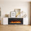 Meuble télé de 70 po avec foyer électrique, console télé avec flamme 3D de 36 po, chauffage 1500 W, étagères réglables et placards de rangement, compatible avec les téléviseurs jusqu'à 75 pouces, blanc-133713673