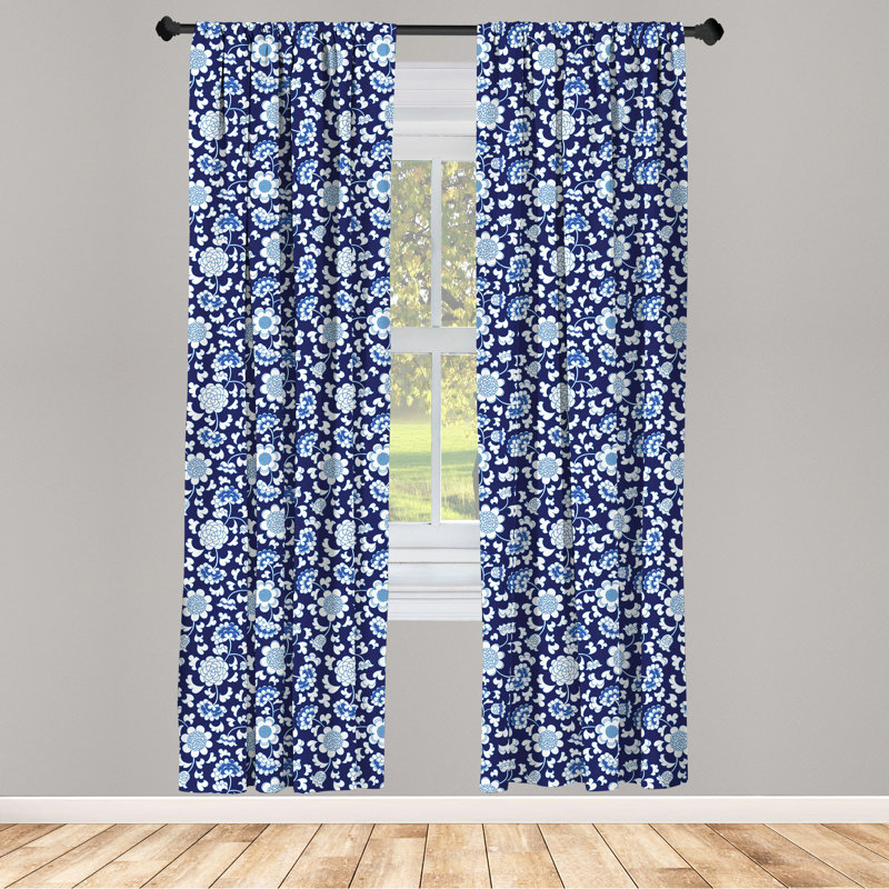Floral Semi-Sheer Rod Pocket Curtain Panels, 28" x 95"