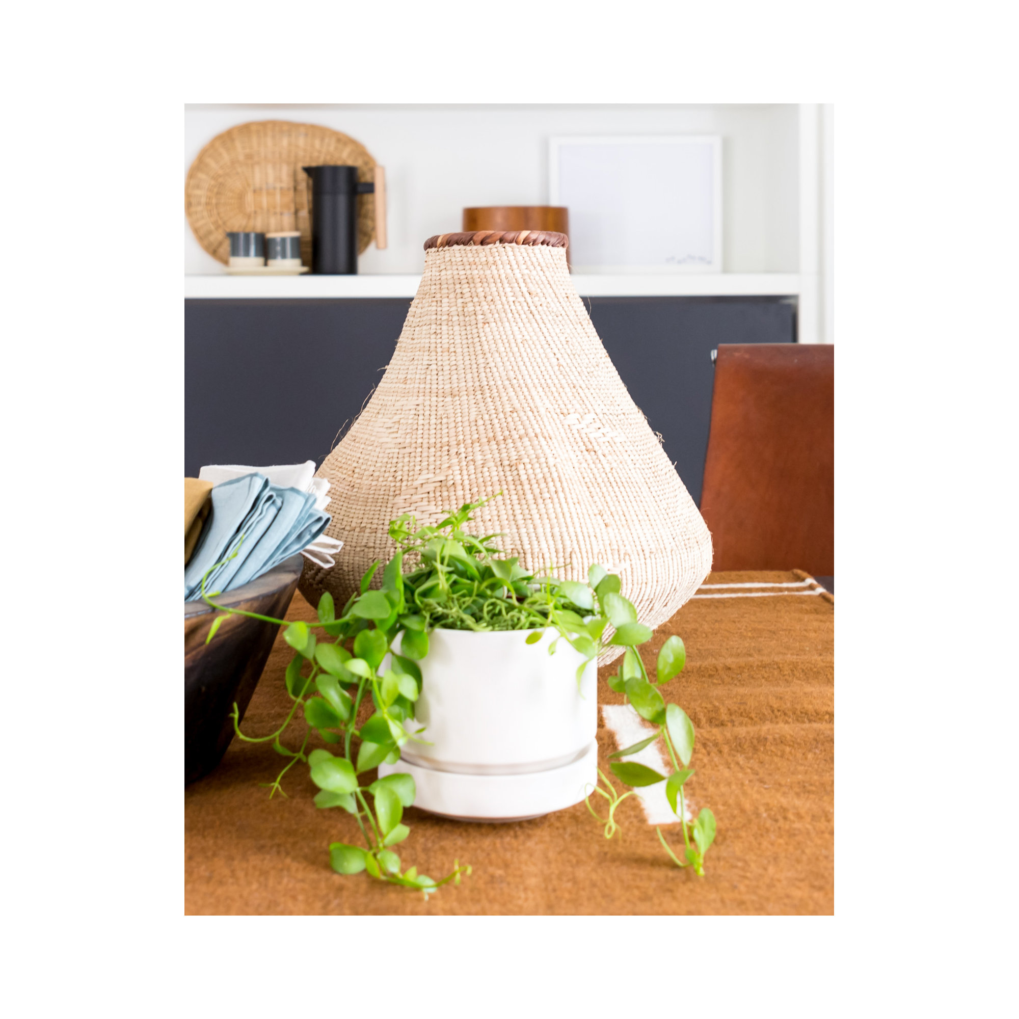 Byer Handmade Ceramic Pot Planter, 7.5" H x 8.75" W x 8.75" D, White