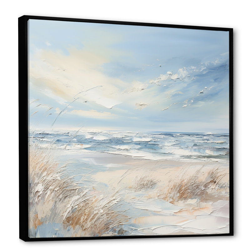 «Coastal Waves Charm In Winter I», reproduction sur toile, Cadre flottant noir, H 16 po x l 16 po