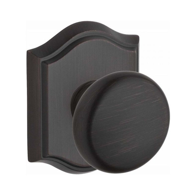 Round Single Dummy Door Knob with Traditional Arch Rose, Venetian Bronze