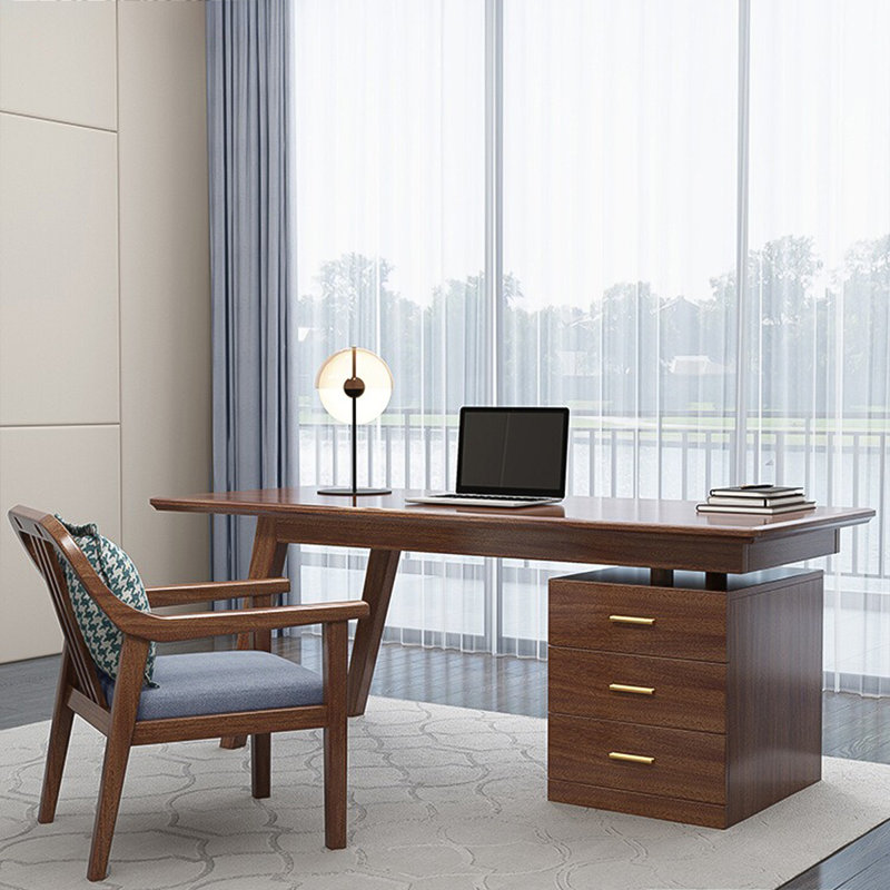 Bureau en bois de noyer massif, H 29,13 po x l 70,87 po x P 29,53 po