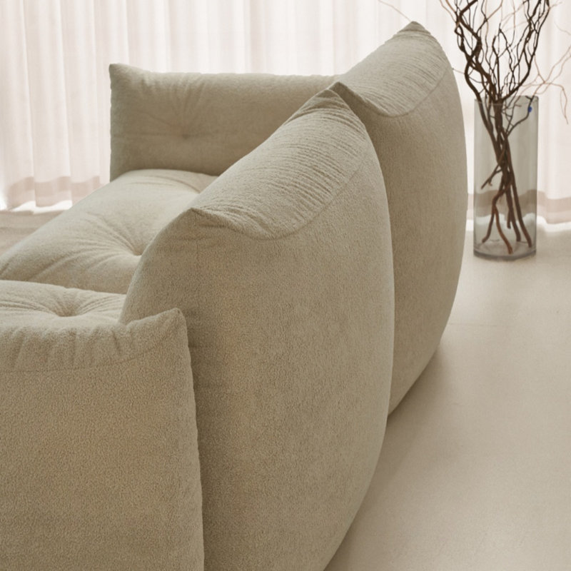 Canapé de salon moderne simple blanc cassé, H 33,46 po x l 110,24 po x P 43,31 po
