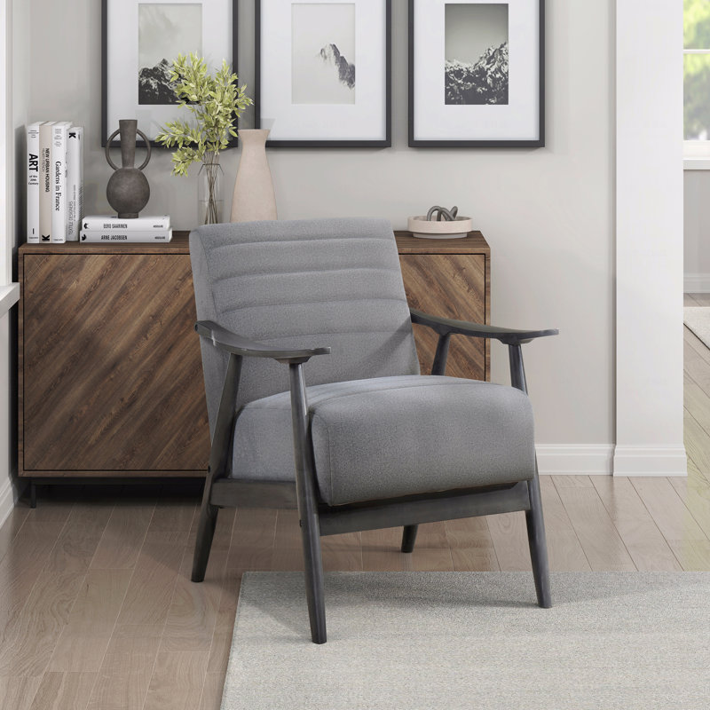 Chaise d'appoint - Meuble de salon transitionnel en velours gris avec cadre en bois massif, Gris, Noir