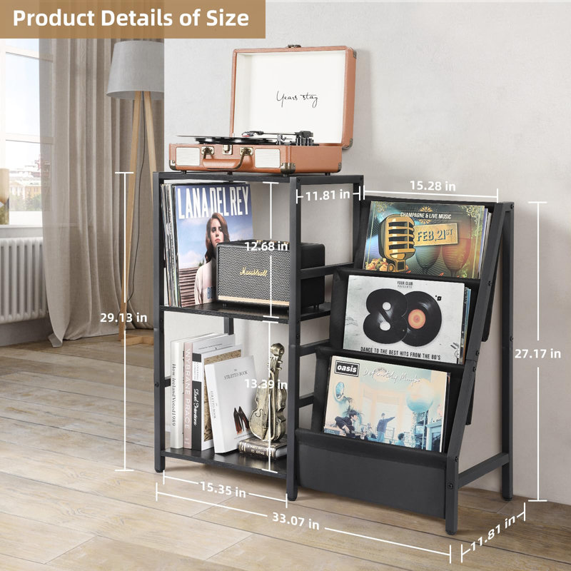 Evrychou Wood Free Standing Magazine Rack, Black