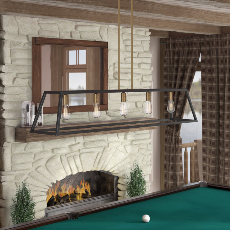 Burley Oak 5 - Light Kitchen Island Pendant, Aged Zinc