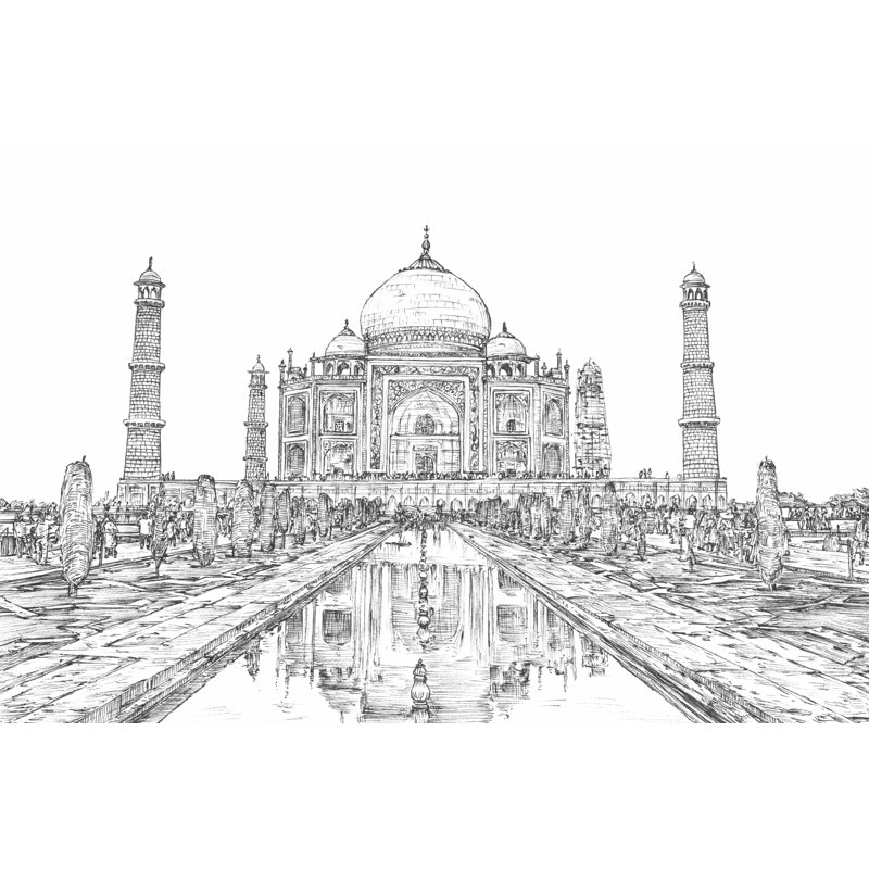 «India in Black and White II» par Melissa Wang - reproduction d'art sur toile tendue, H 32 po x l 48 po