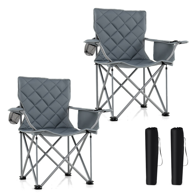 Chaises de camping surdimensionnées 2 pièces Gymax, Gris, 2