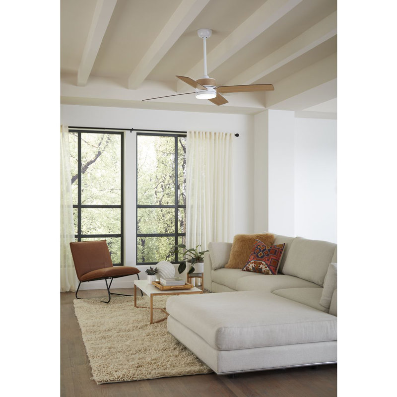 Ventilateur de plafond Shaffer II 56' avec éclairage DEL, Blanc satiné / gris anthracite délavé