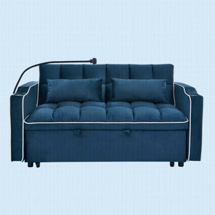 55.51" Versatile Foldable Sofa Bed Modern Sofa Velvet Pull-Out Bed, Adjustable Back And With USB Port