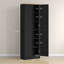 Freestanding Kitchen Pantry, 4-Door Kitchen Pantry Cabinet With Adjustable Shelves And Doors, Distressed Black-744358504