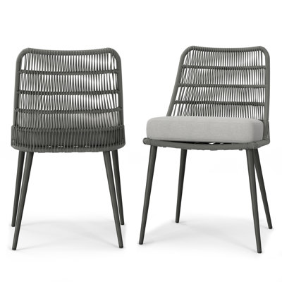 Beachside 21"H Aluminum Frame Upholstered Outdoor Dining Chair with Removable Cushions (Set of 2)