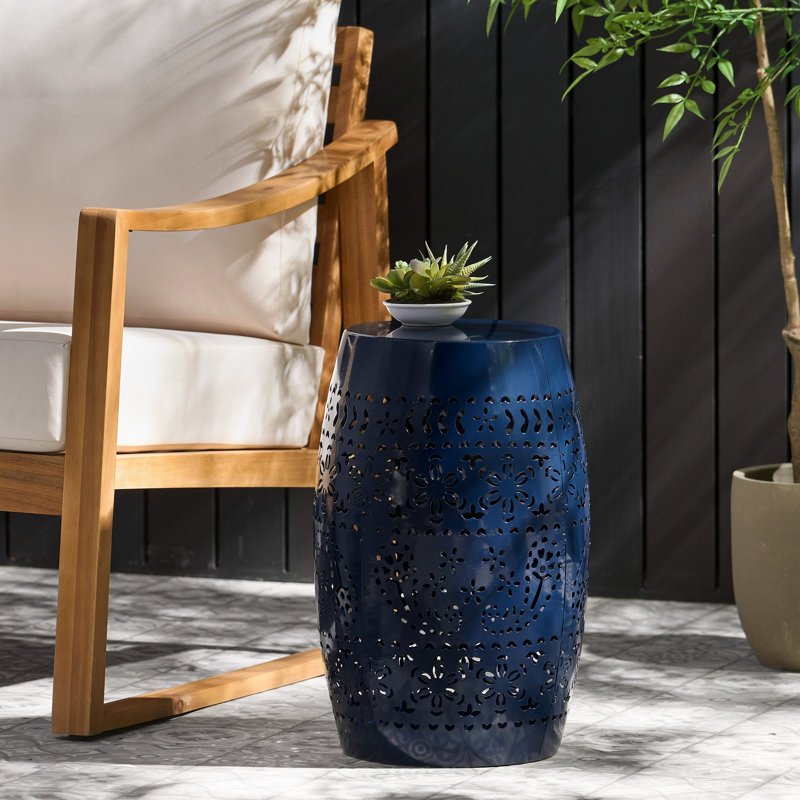 Table d'appoint d'extérieur en métal, Bleu très foncé