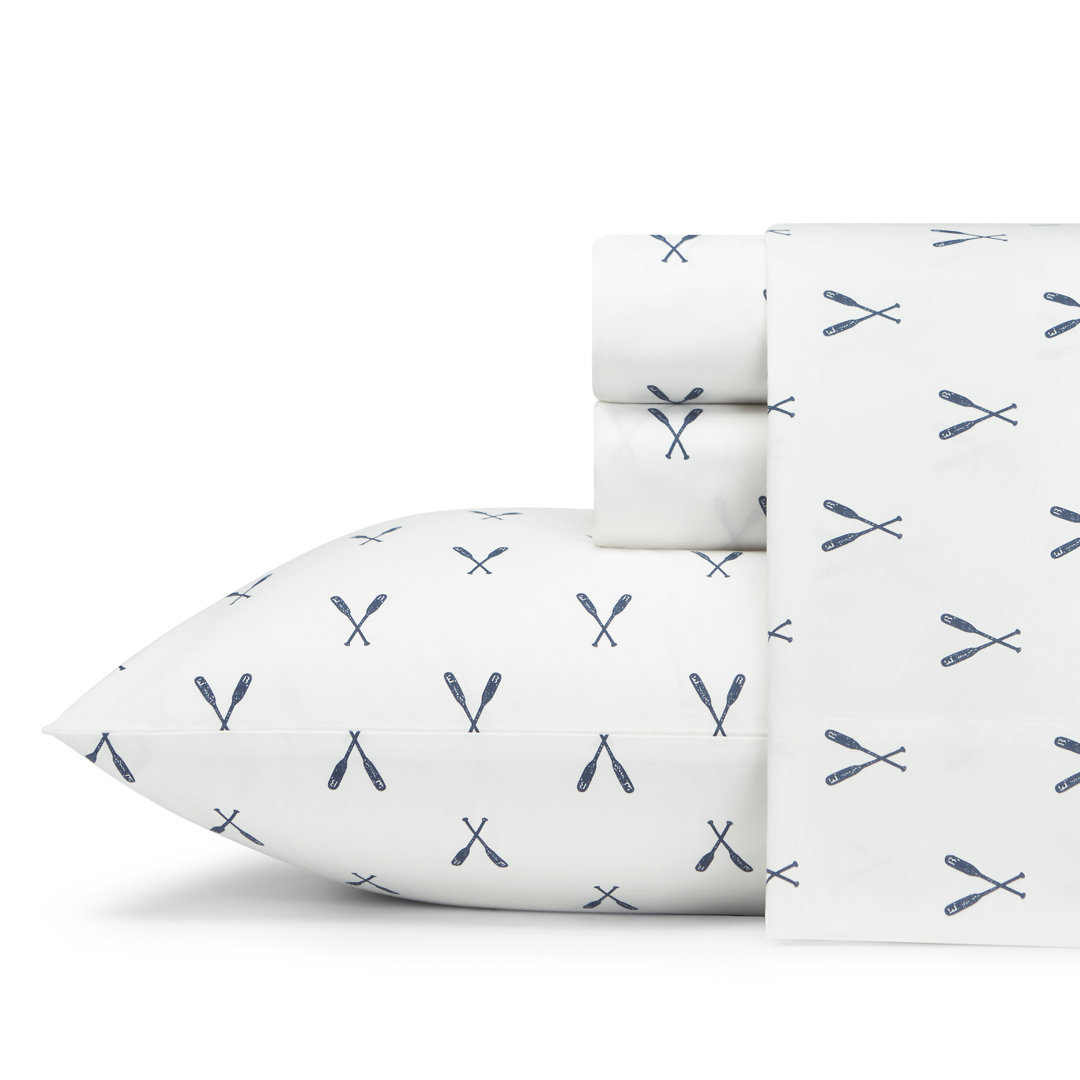 Eddie Bauer Printed Cotton Percale Sheet Sets Eddie Bauer Color: Eddie's Oar Size: Twin Sheet Set with 1 Pillowcase