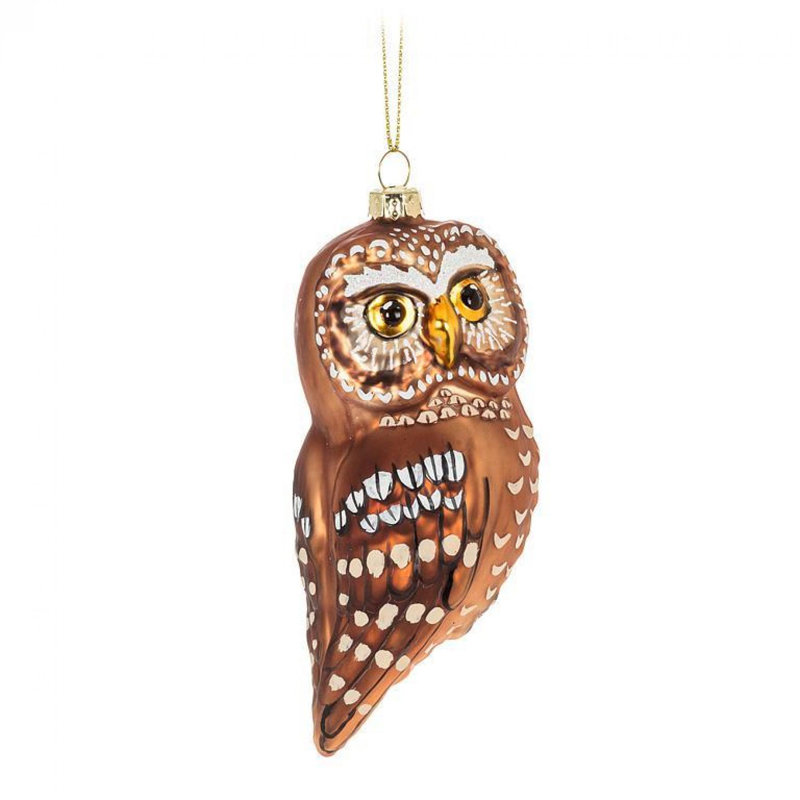 Ornement oiseau hibou fauve