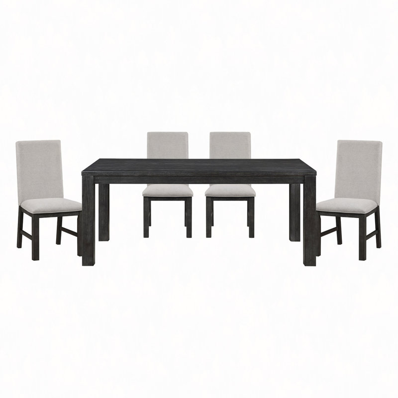 Ensemble de table de salle à manger antique 5 pièces et 4 chaises rembourrées en bois texturé, 5 Pieces: Table, 4 Chairs